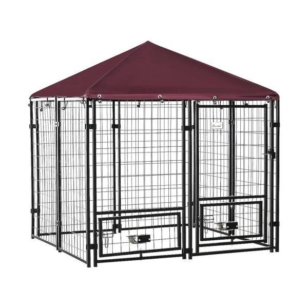 Outdoor Dog Kennel with 6ft x 6ft x 5ft Space and Lockable Door