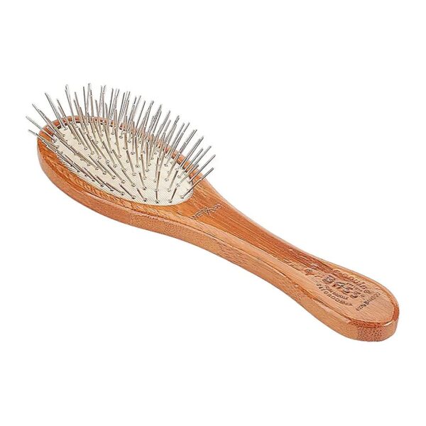 Oval Wire Pet Brush with Quality Bamboo Wood Handle