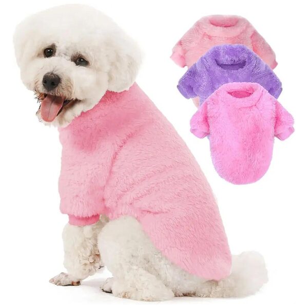 Pack of 3 Dog Sweaters for Small Dog Breeds Velvet Sweatshirts Small Size Puppy Cats