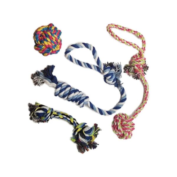 Pack of Four Durable Rope Toys for Small to Medium Size Dogs