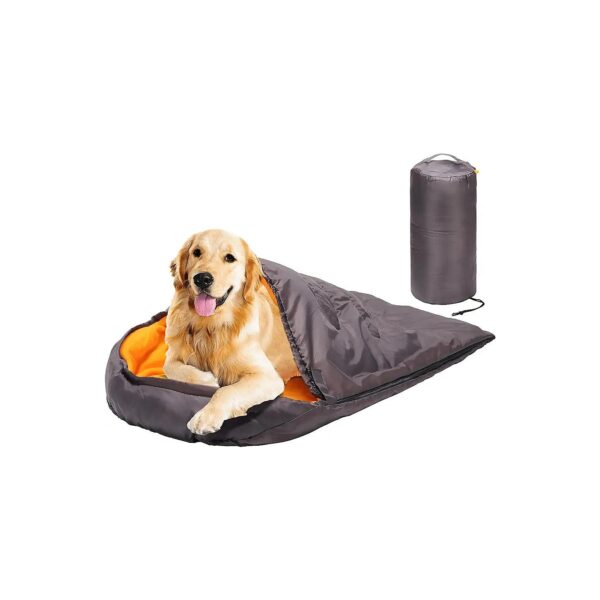 Packable Waterproof Polyester Dog Sleeping Bag with Fleece Inner for Travel and Camping