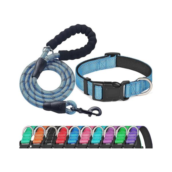 Pad Neoprene Adjustable Nylon Dog Collars for Small Medium Large Dogs Vivid Blue