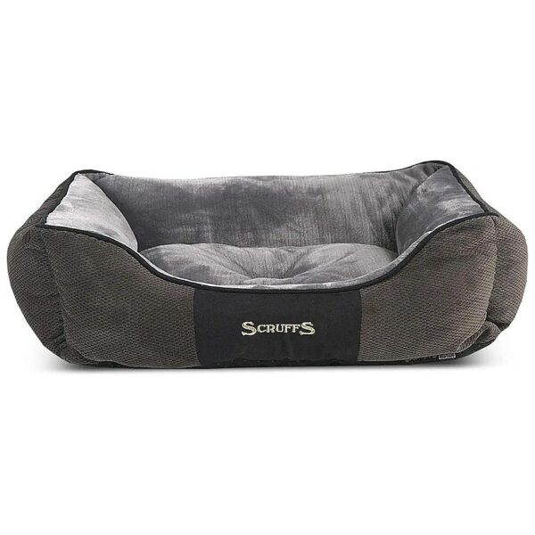 Padded Faux Suede Pet Box Bed in Graphite for Indoor Use