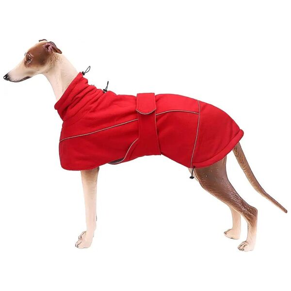 Padded Fleece and Water Resistant Small Size Dog Coat for Greyhound Lurcher Whippet Red