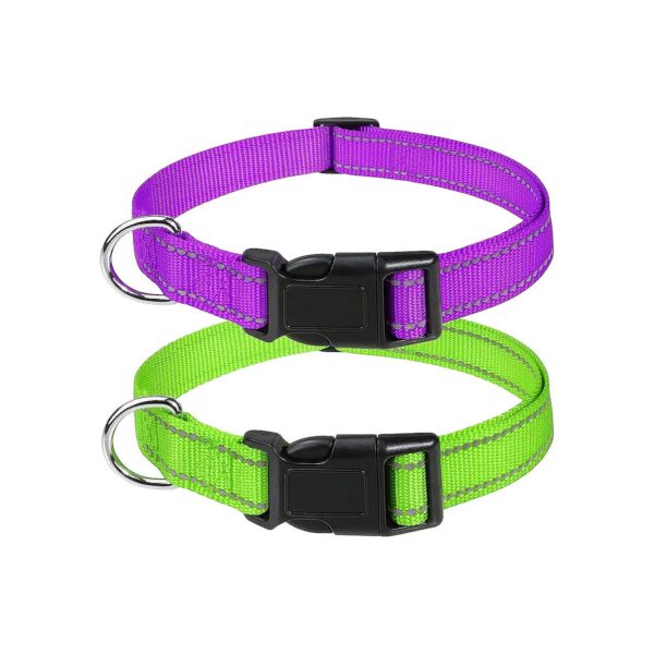 Padded Reflective Nylon Dog Collars with Adjustable Length for Small Medium Large Dogs