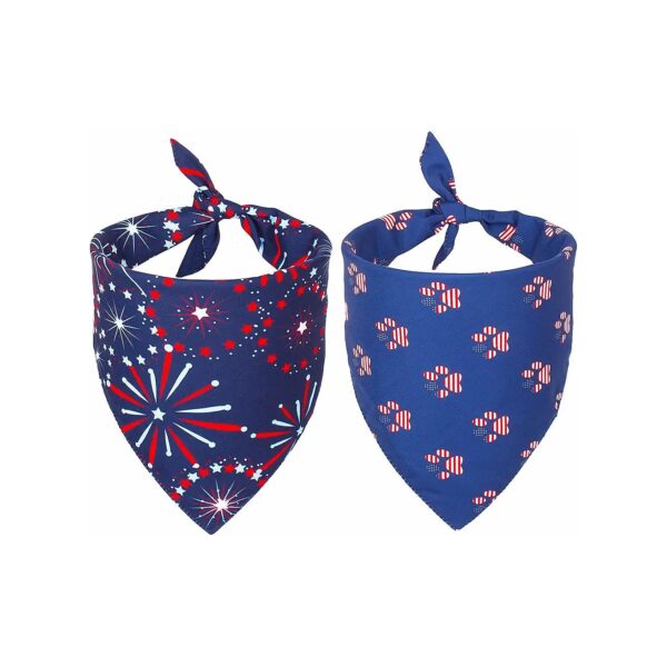 Patriotic Dog Bandanas, American Flag Print, Large Size, Adjustable Neck Size 20 inches