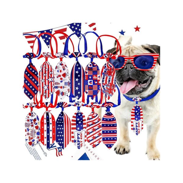 Patriotic Dog Bow Ties with Custom Made Neckbands for Small and Middle Sized Dogs