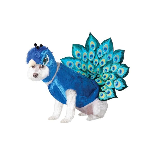 Peacock Inspired Polyester Dog Costume for Birthday Celebrations