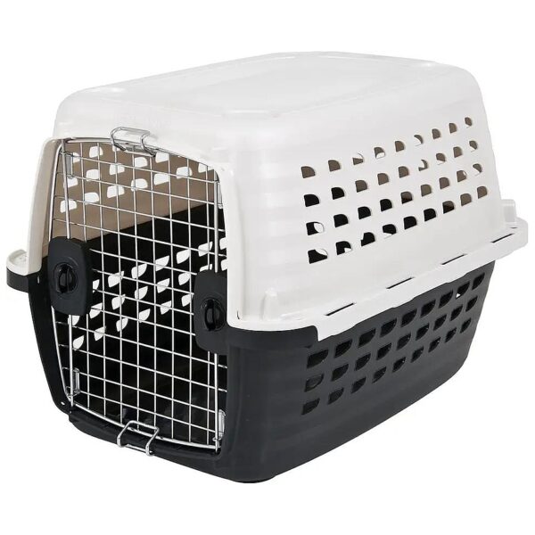 Pearl White and Black Pet Kennel for Medium-Sized Dogs with Durable Construction