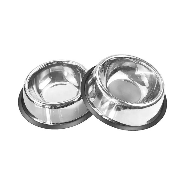 Perfect Pair Stainless Steel Dog Food and Water Bowls with Removable Rubber Base