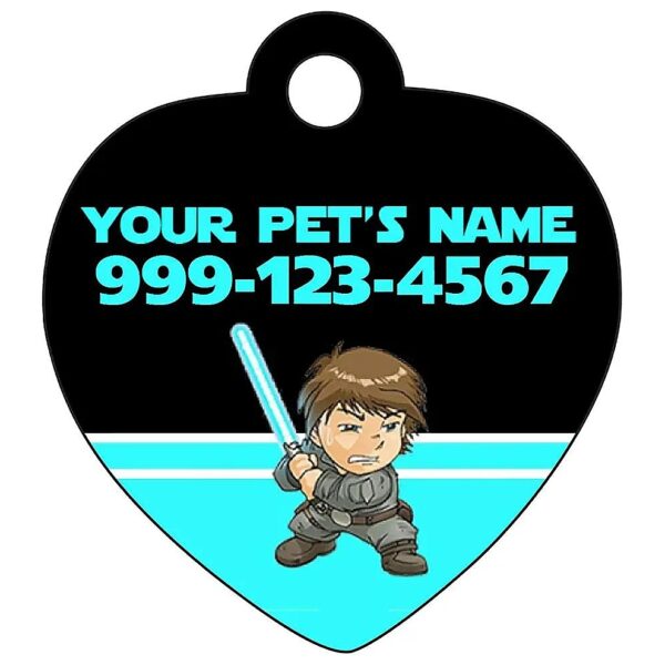 Personalized Blue Heart-Shaped Metal Pet ID Tag for Dogs and Cats