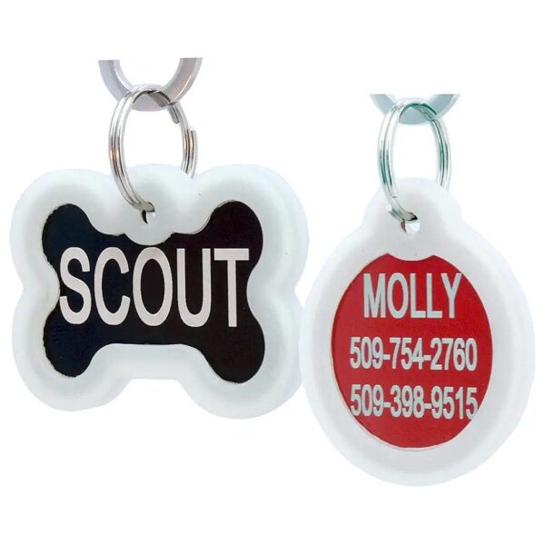 Personalized Pet ID Tags with Glow-in-the-Dark Silencer for Quiet Identification