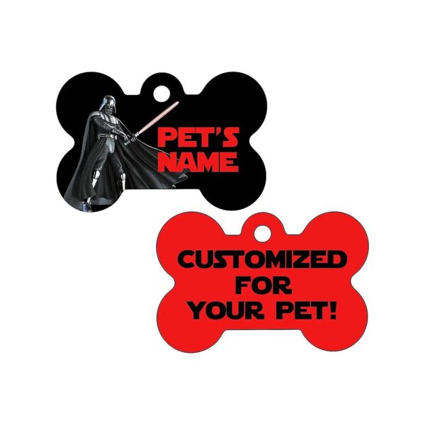 Personalized Pet Id Tag Darth Vader Shape Bone Shaped Aluminum Double Sided Tag