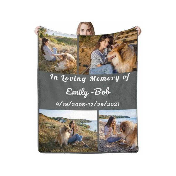 Personalized Pet Memorial Blankets with Photo, Name, and Memory of Beloved Pet