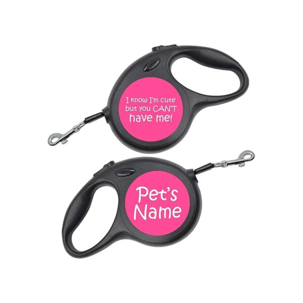 Personalized Pink Retractable Dog Leash with Mickey Mouse Pattern 16ft Small Size