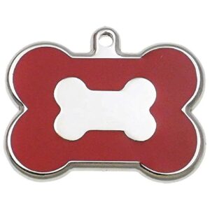 Personalized Small Red Bone Stainless Steel Dog ID Tag with Enamel Front and Back