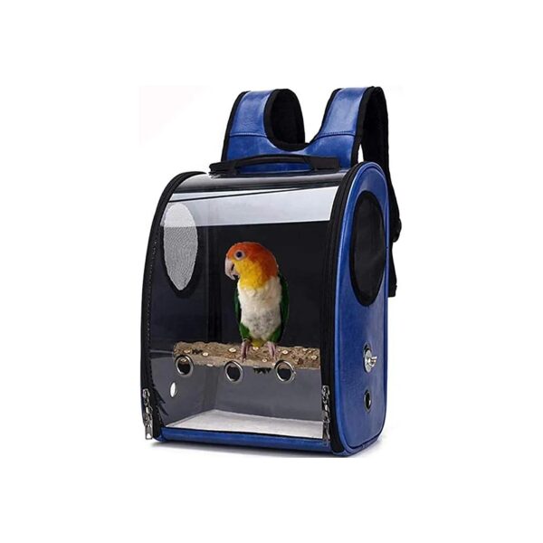 Pet Backpack with Bird Stand Perch and Ventilated Capsule Bubble for Small Animals