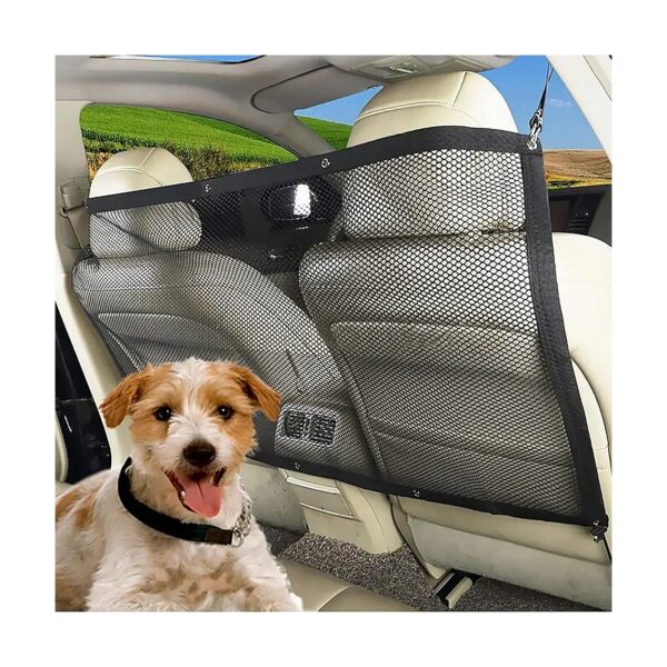 Pet Barrier Net for SUV Cars with Adjustable Rope and Hook for Safe Driving