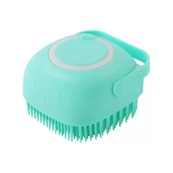 Pet Bath Brush for Dogs and Cats with Soft Bristles and Shampoo Dispenser