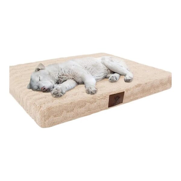 Pet Bed Crate Mat for All Breeds with Orthopedic Memory Foam and Soft Faux Fur