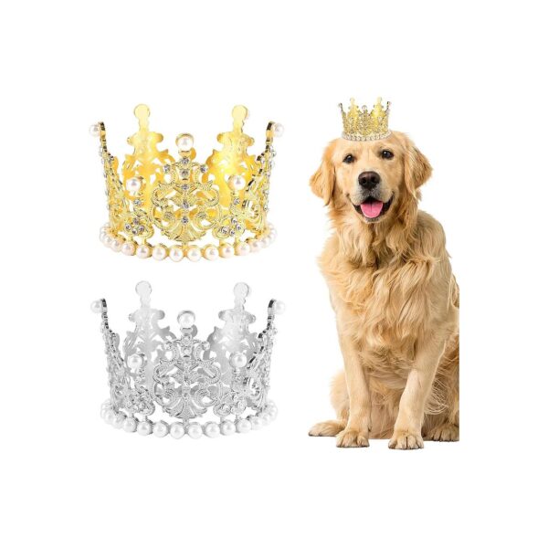 Pet Birthday Party Crowns with Adjustable Straps for Small Dogs and Cats