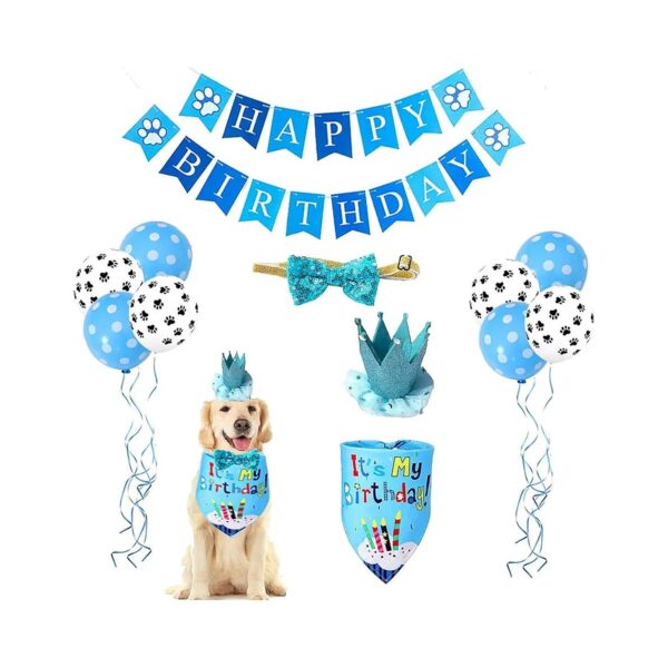 Pet Birthday Party Decorations with Cute Pink Tutu Skirt Outfit and Crown Hat for Dogs