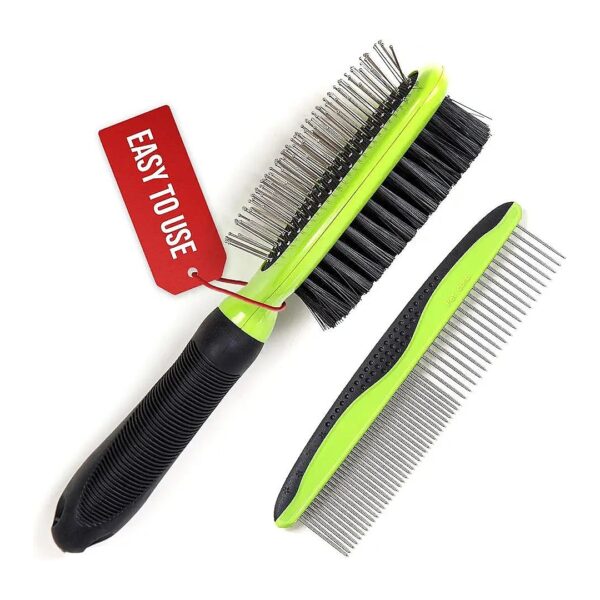 Pet Brush and Comb Set for Deshedding and Combing Large Pets with Ease