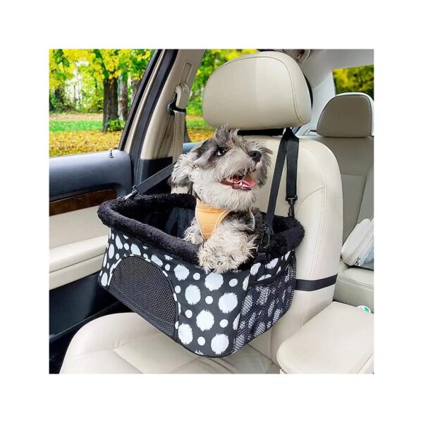 Pet Car Booster Seat with Foldable Metal Frame and Plush Cushion for Small Dogs and Cats