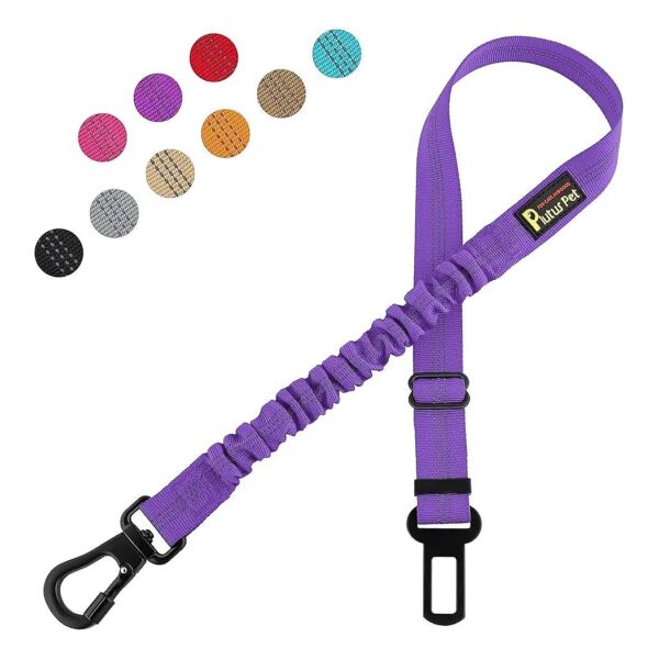 Pet Car Seat Belt for Dogs Purple Durable Nylon with Carabiner Clip