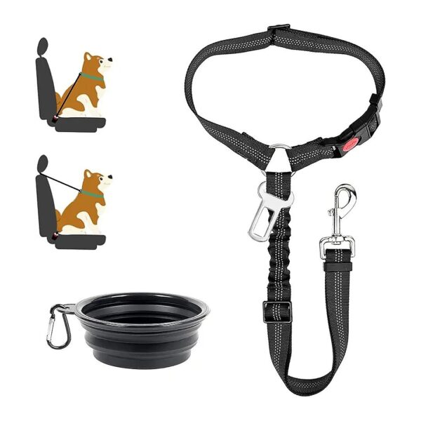 Pet Car Seat Belt with Adjustable Strap and Elastic Bungee for Large Medium Small Dogs