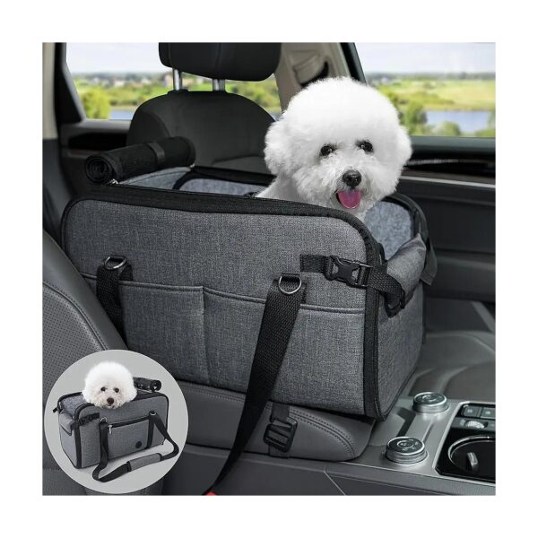 Pet Car Seat Door Console Booster Carseat for Small Dogs up to 22lbs Gray