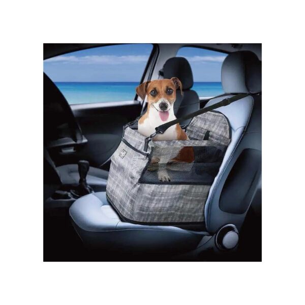 Pet Car Seat Upgrade with Adjustable Safety Belt for Small to Medium Pets