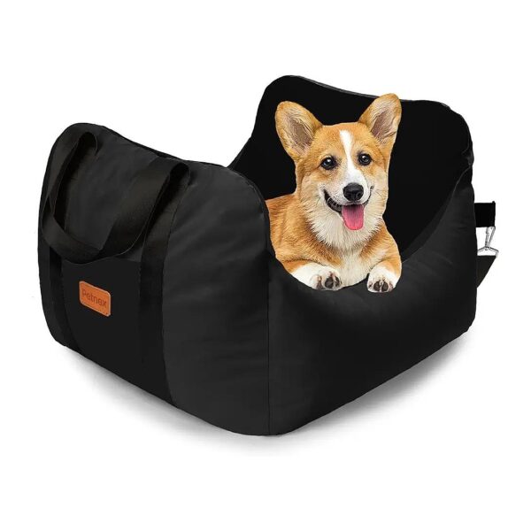 Pet Car Seat for Small Dogs with Adjustable Straps and Machine Washable Design in Black