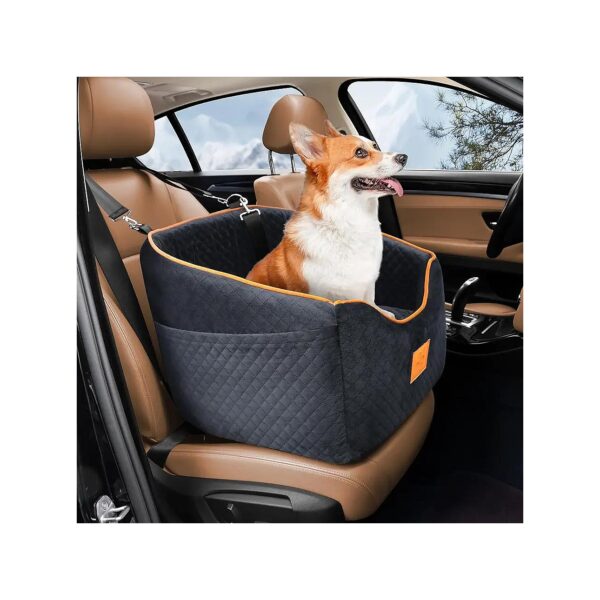 Pet Car Seat with Memory Foam and Storage Pockets for Small Medium Dogs