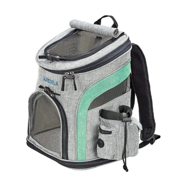 Pet Carrier Backpack with 2 Poop Bag Rolls and Storage Pouches - Green Color Option