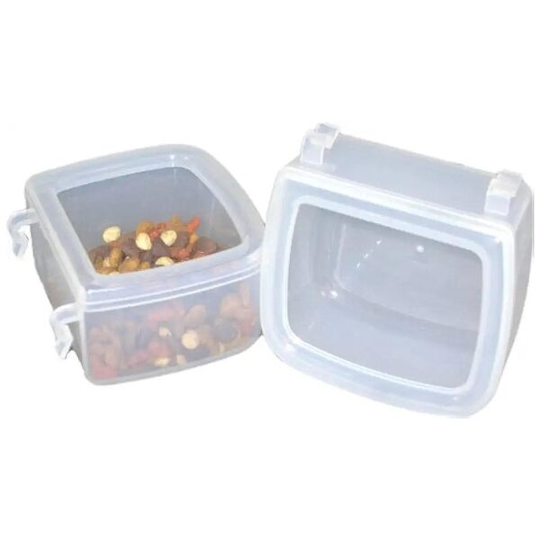 Pet Carrier Food and Water Dishes Set of 2 Spill Resistant Clear Plastic