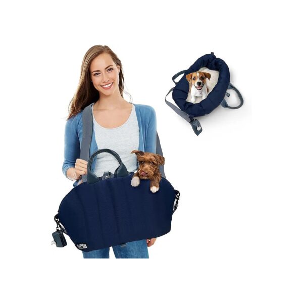 Pet Carrier Purse Soft Sided Travel Bag for Small Dogs Up to 25 Lbs Navy Blue