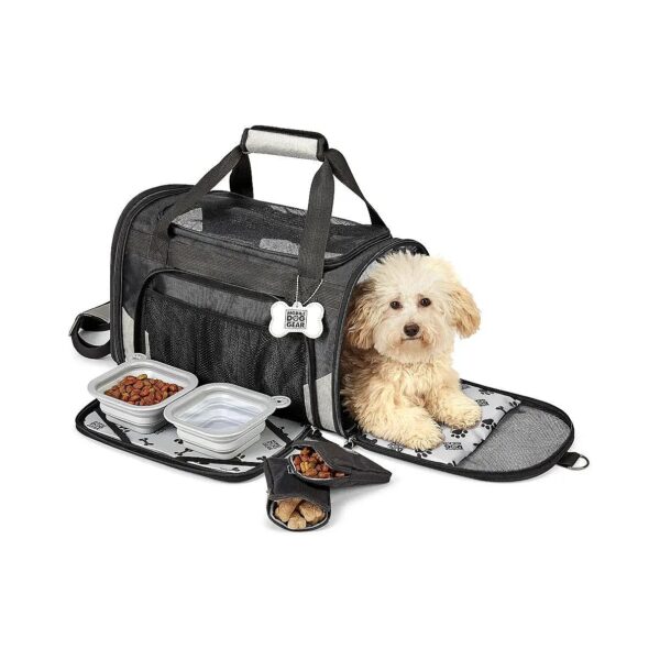 Pet Carrier with Food Carriers, Collapsible Bowls, and Breathable Mesh for Small Dogs