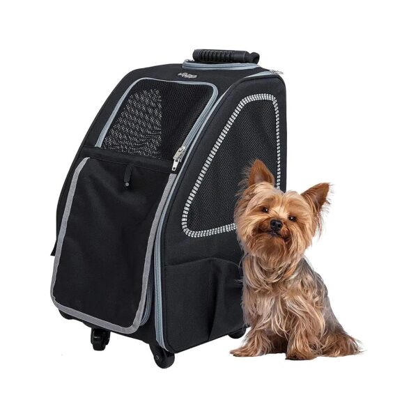 Pet Carrier with Rolling Frame, Backpack, and Car Seat Options for Small to Medium Pets