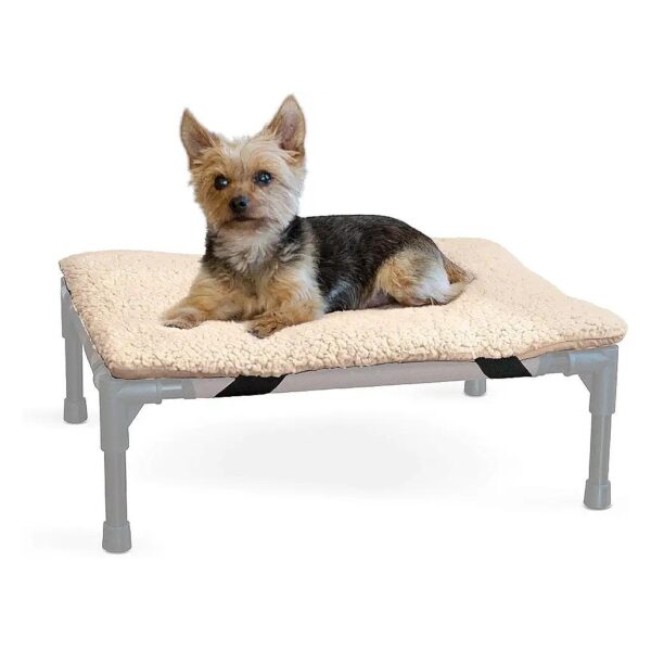 Pet Cot Pad Comfort Cushion Small Tan Plush Microfleece Pillow Top Bed