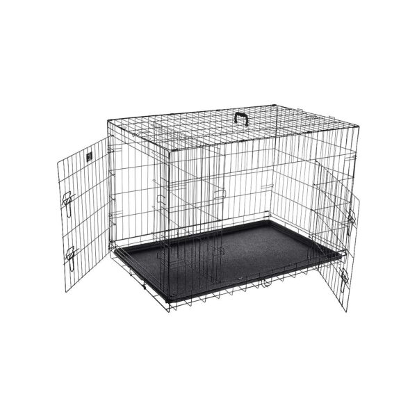 Pet Crate with Wire Cage Construction and Rounded Corners for Safe and Comfortable Use