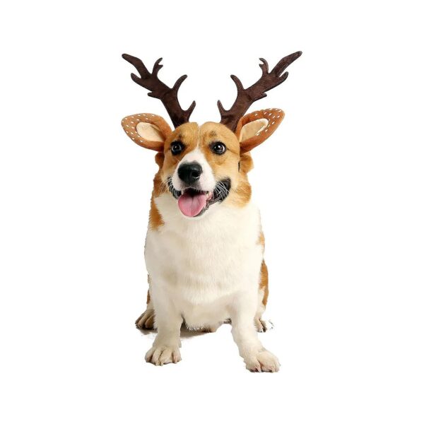 Pet Deer Costume Hat Large Dog Antlers Headbands Adjustable Reindeer Cap Hair Accessories