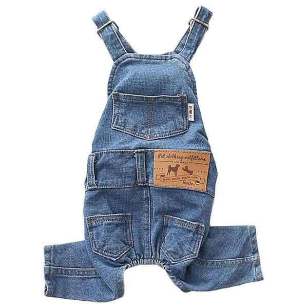 Pet Denim Jumpsuit Costume for Small Breed Dogs and Cats with Soft Fabric