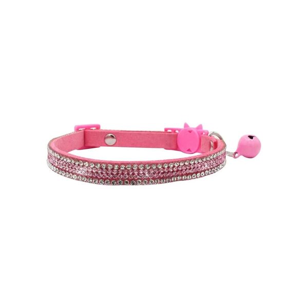 Pet Dog Collar Sparkly Crystal Studded Pink with Quick Release Cat Buckle