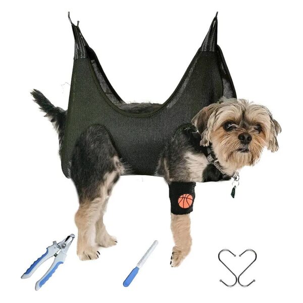 Pet Dog Grooming Hammock Harness with Nail Clipper and Rasp