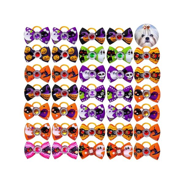 Pet Dog Halloween Accessories Must-Have - Rhinestone Dog Hair Bows with Bling