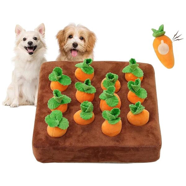 Pet Dog Snuffle Mat with Carrot Puzzle for Indoor Exercise and Mental Stimulation