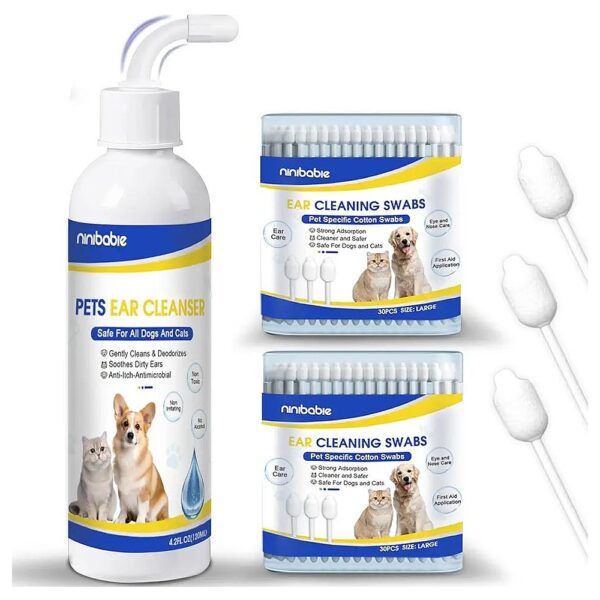 Pet Ear Wash and Cleaning Solution for Dogs Cats Ear Infection Prevention and Treatment