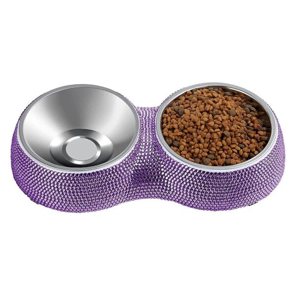 Pet Feeder Bowls with Unique Bling Effect for Cats, Small Dogs, and Medium Pets