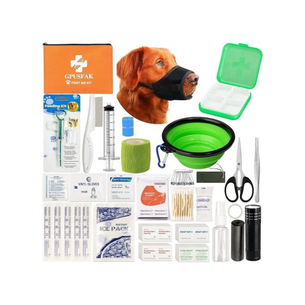 Pet First Aid Kit with Comb and Emergency Supplies for Dogs and Cats